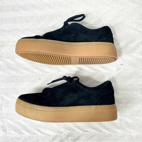 COS Black Suede Sneakers Thick Rubber Sole Hidden Ties Size 6 - Picture 1 of 12